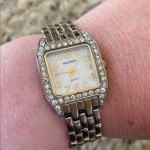 Waltham Women's Silver-Tone Crystal Accent Quartz Watch